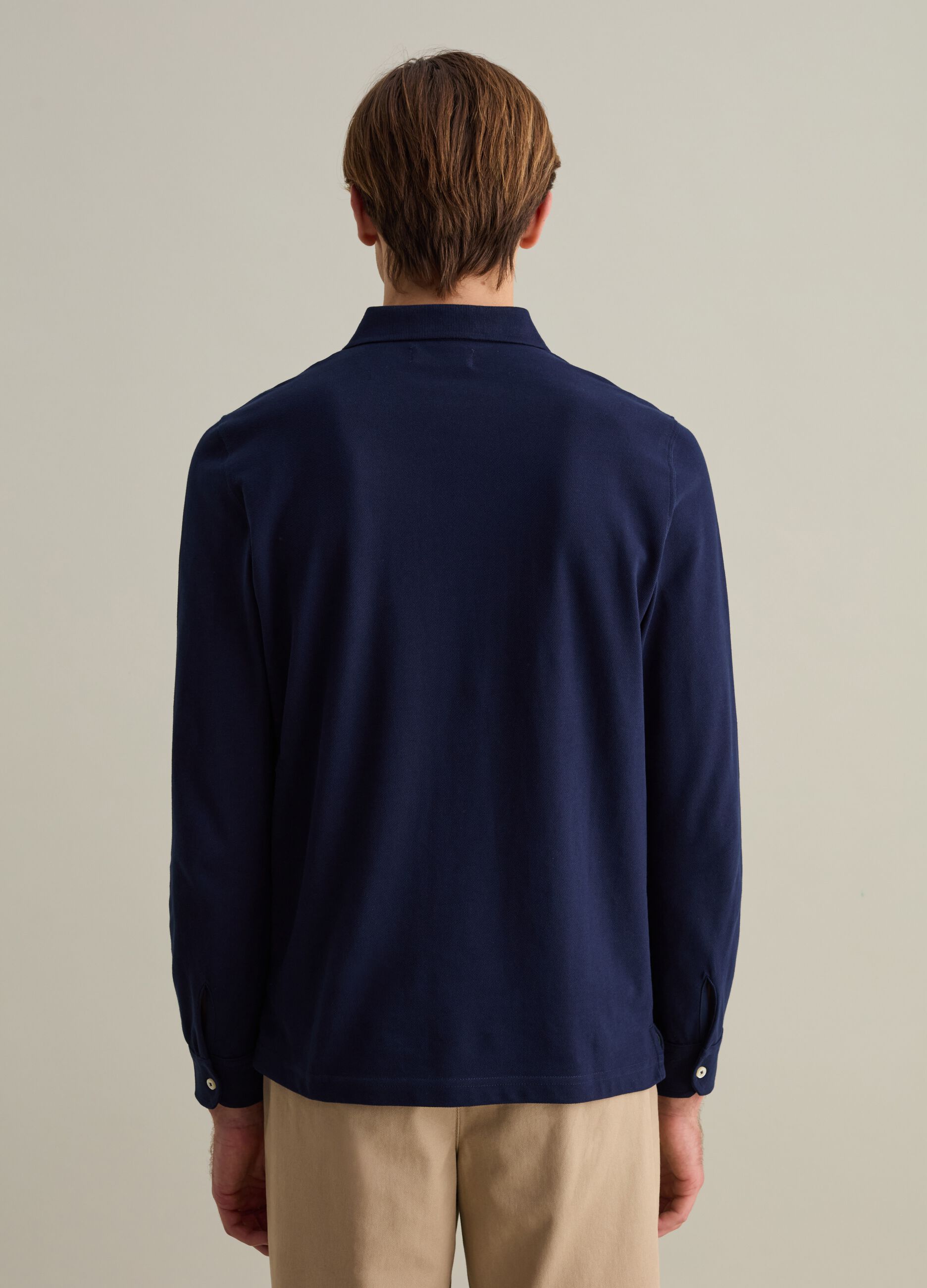 Long-sleeved polo shirt in piquet