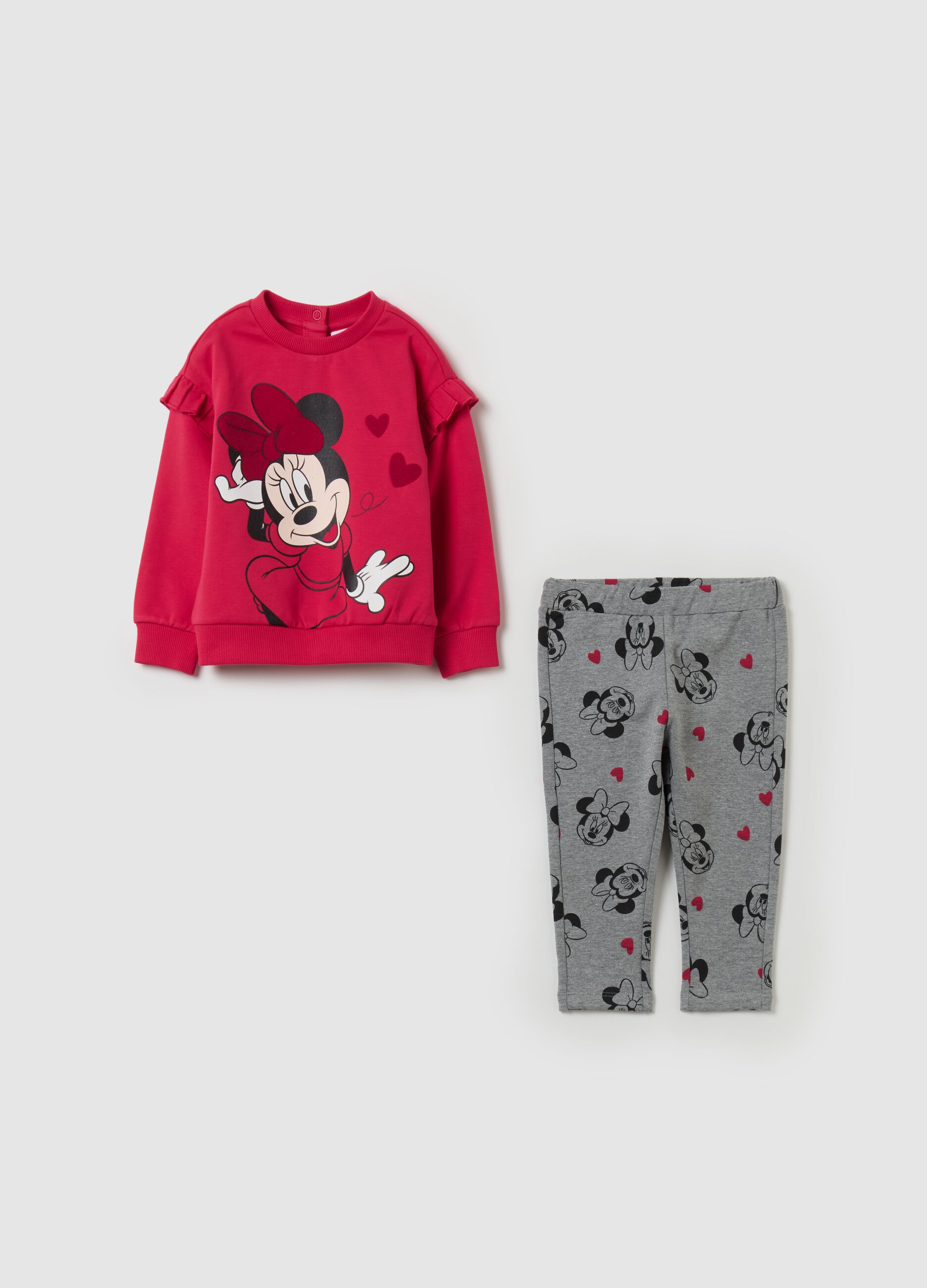 Jogging set with frills and Minnie Mouse print