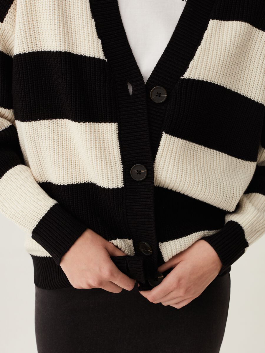 Striped cardigan with V neck_3