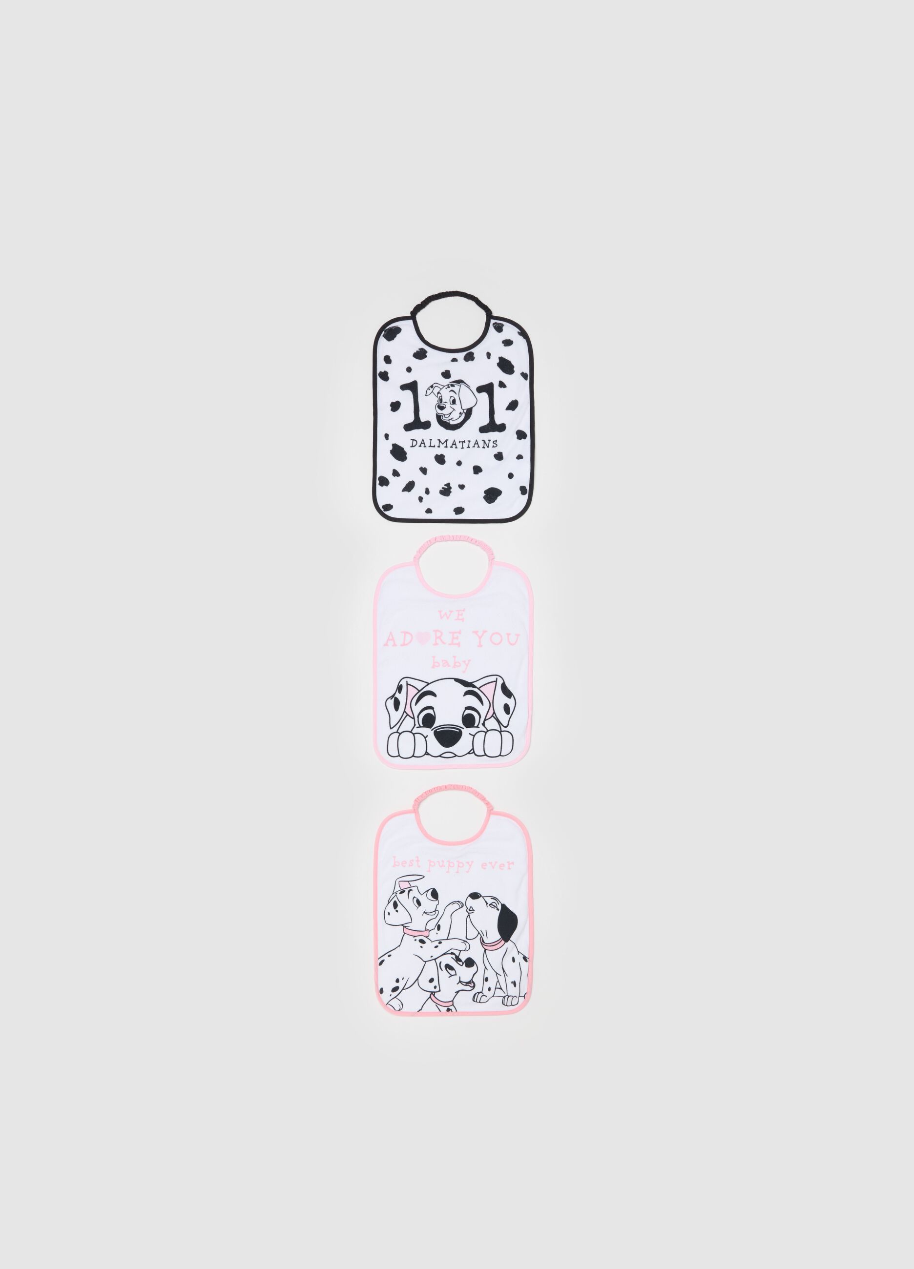 Three-pack 101 Dalmatians bibs with PEVA backing