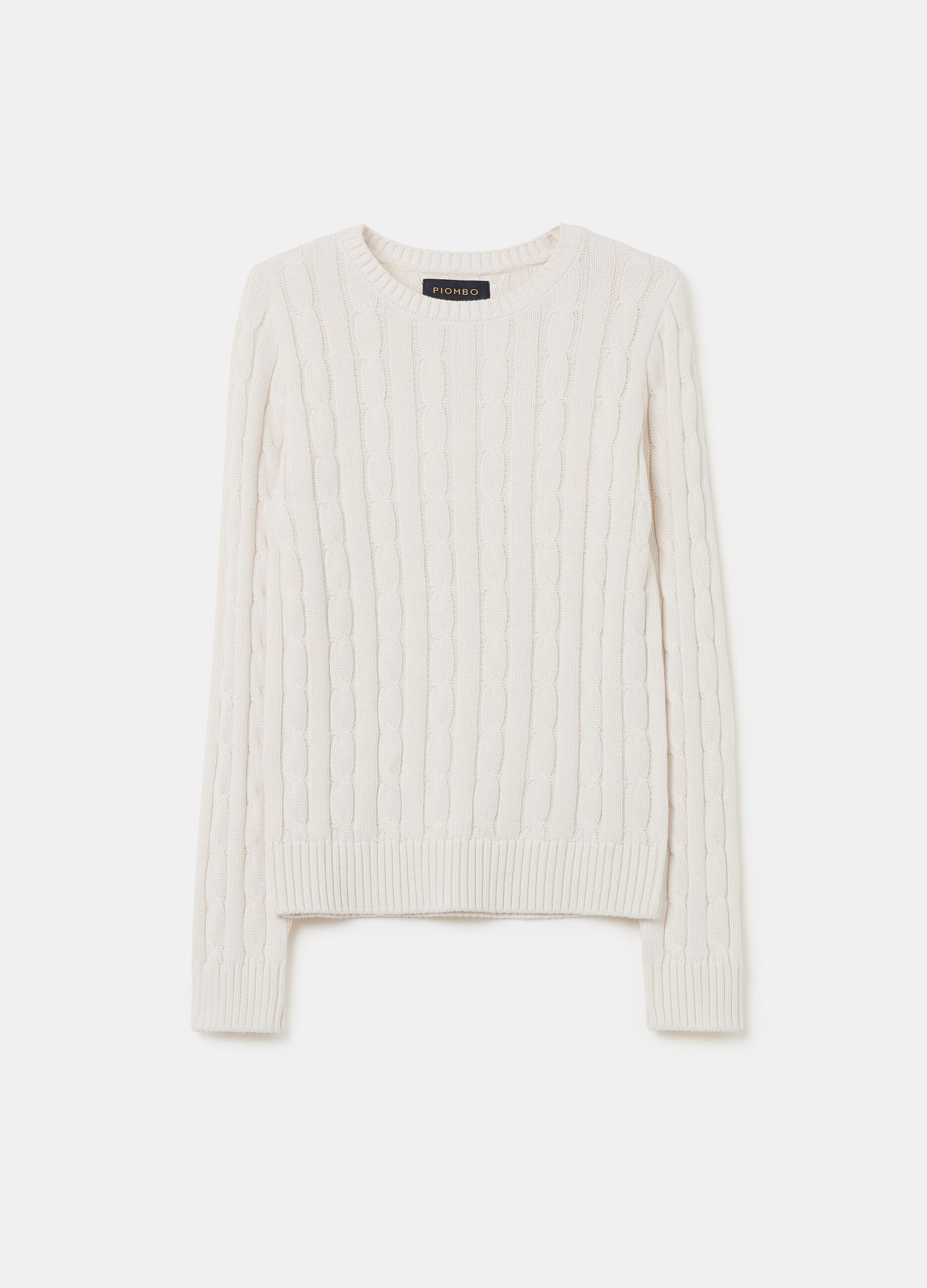 Ribbed pullover with cable-knit design