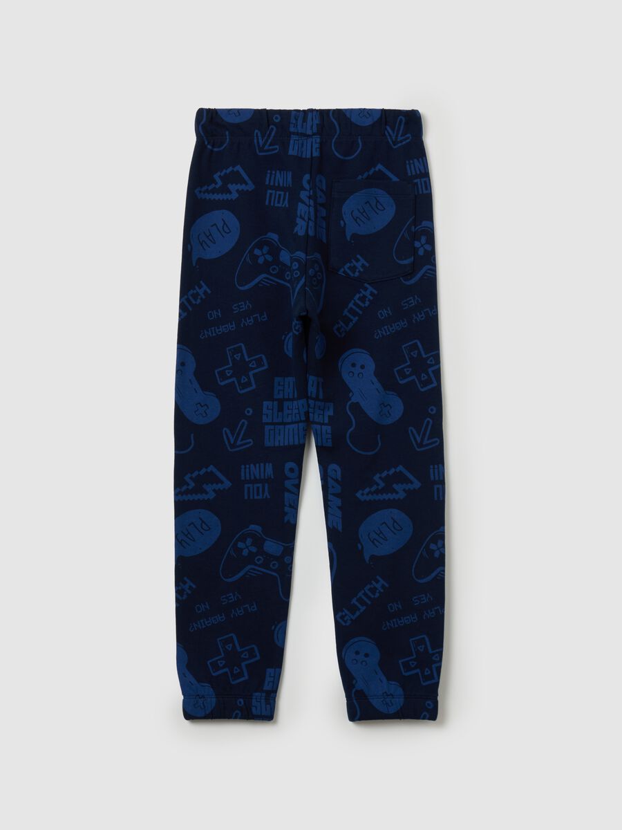 Fleece joggers with drawstring and print_1