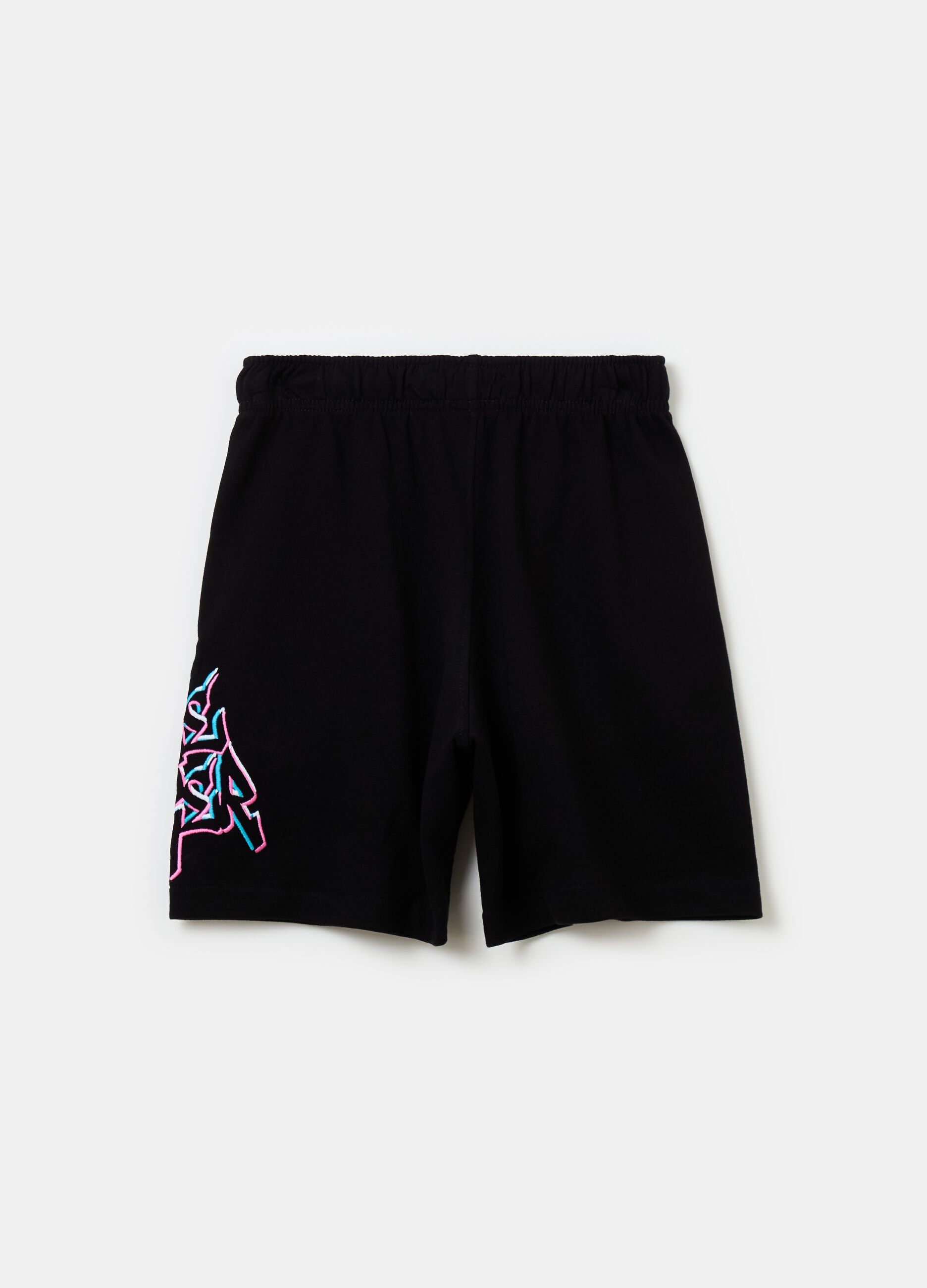 Bermuda joggers with embroidery