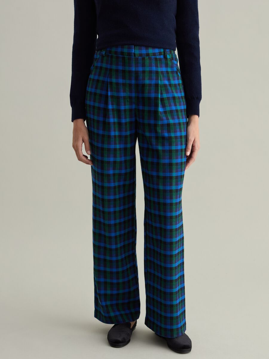 Wide-leg trousers with check pattern_1