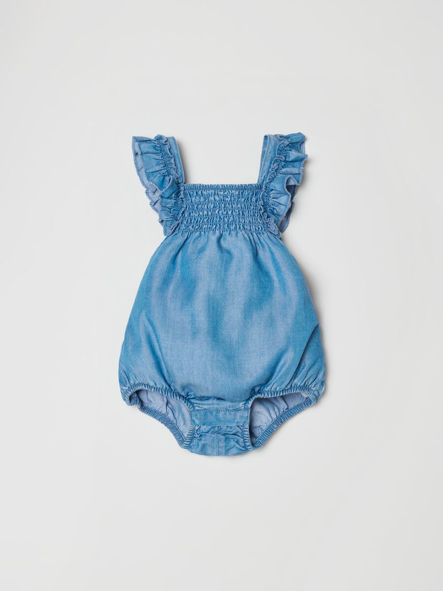 Lyocell romper suit with flounce_0