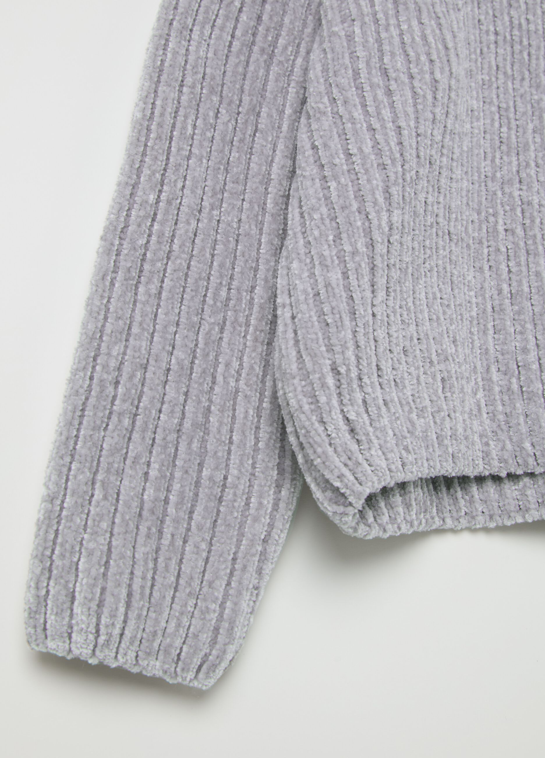 Chenille pullover with mock neck