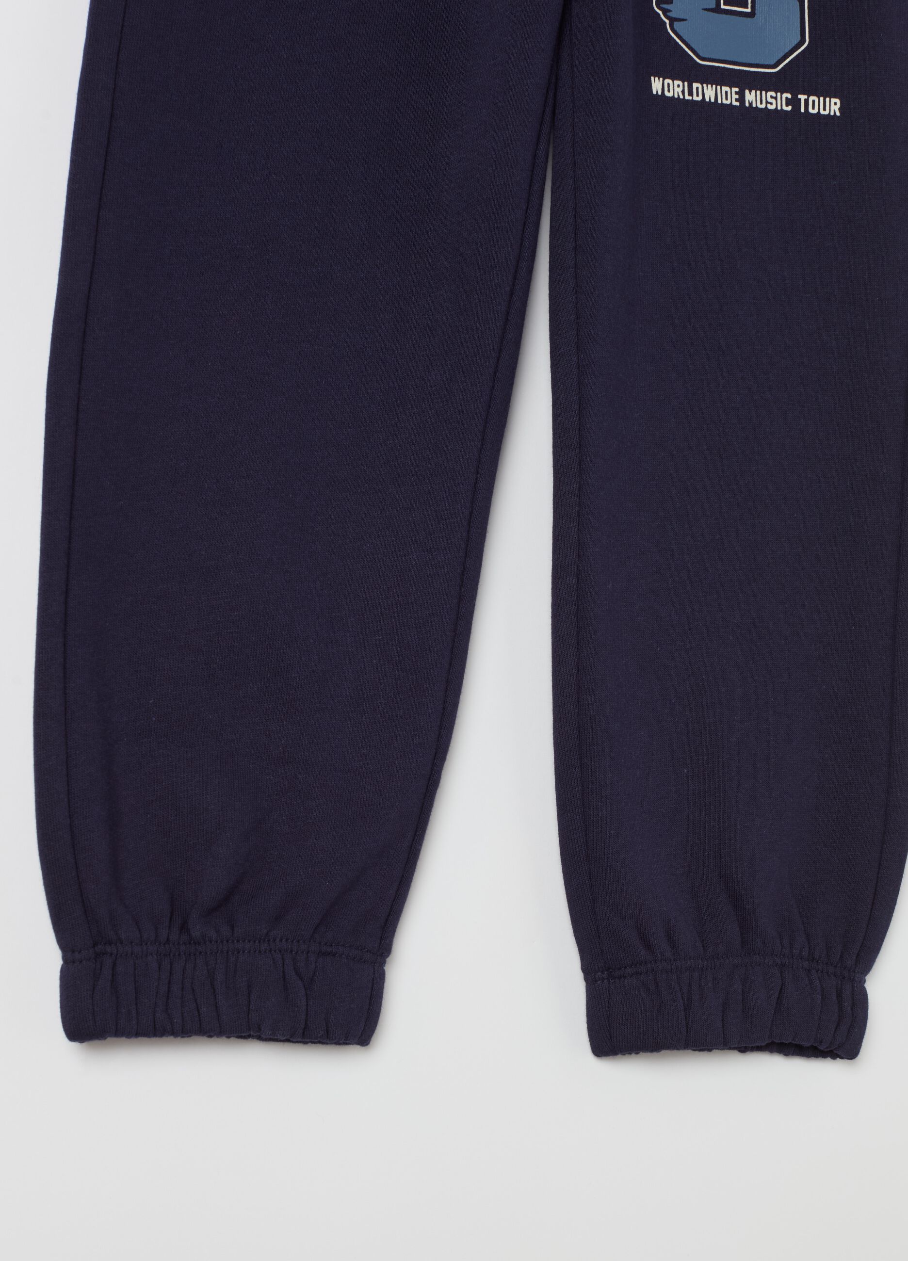 Fleece joggers with drawstring and print