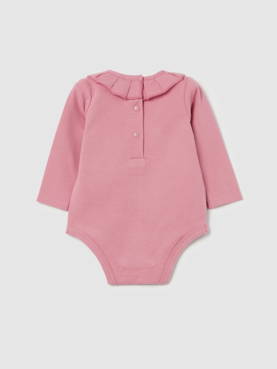 Organic cotton bodysuit with pleated collar_1