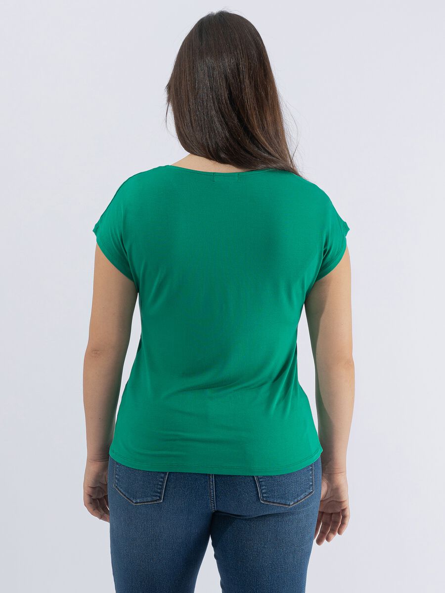 T-shirt scollo a V con nodo Curvy_1