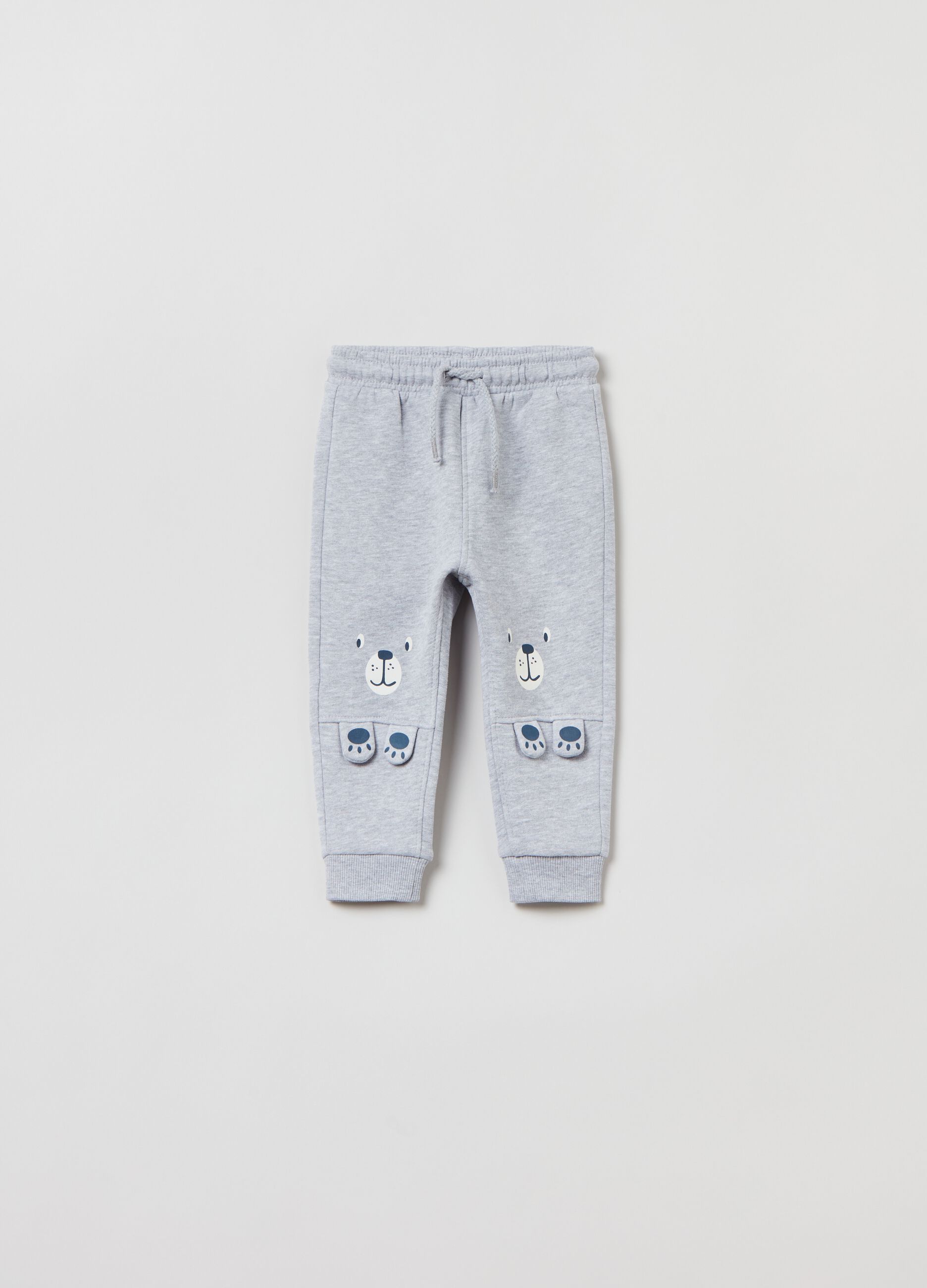 Fleece joggers with drawstring and print