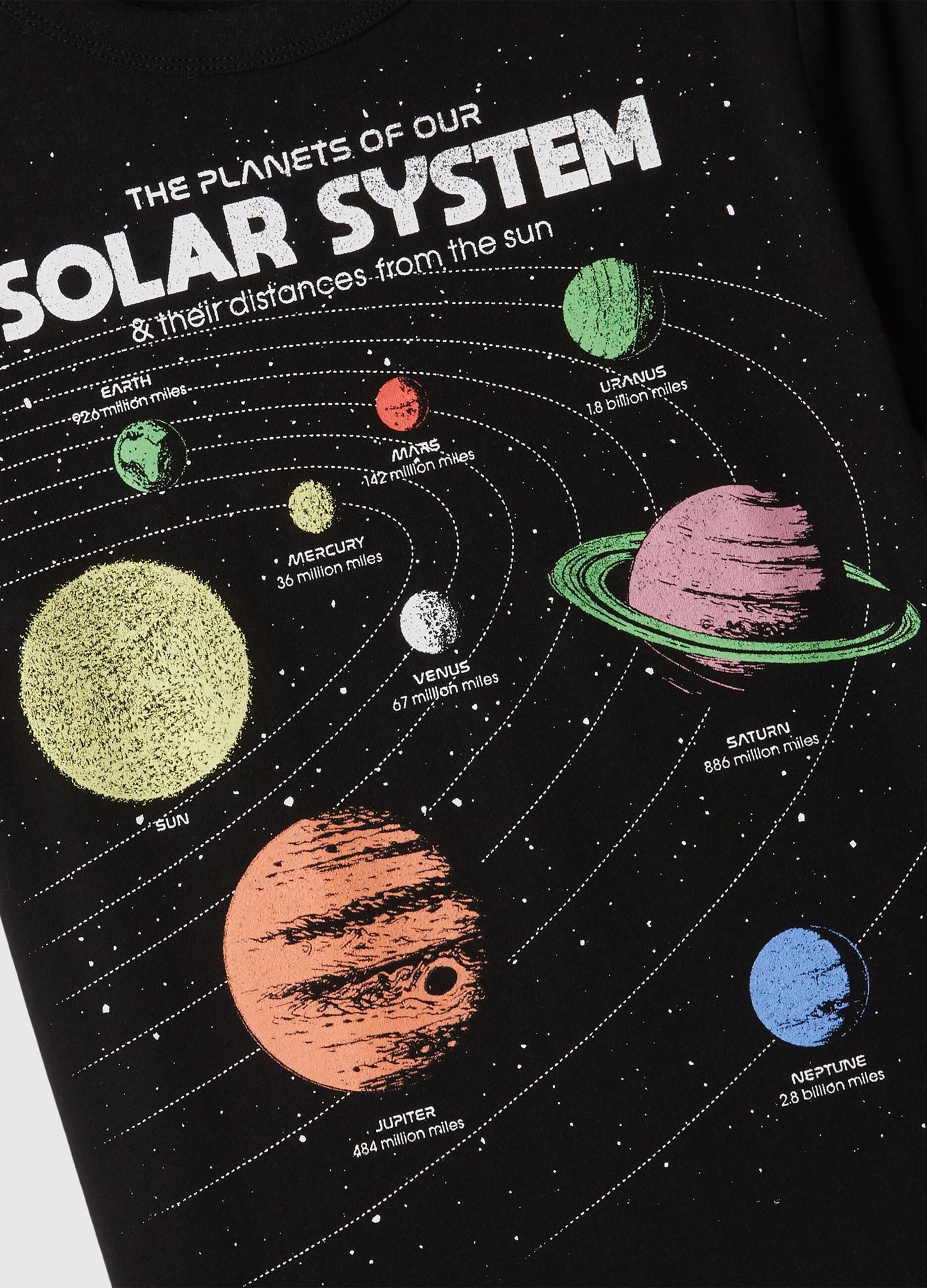Cotton T-shirt with solar system print