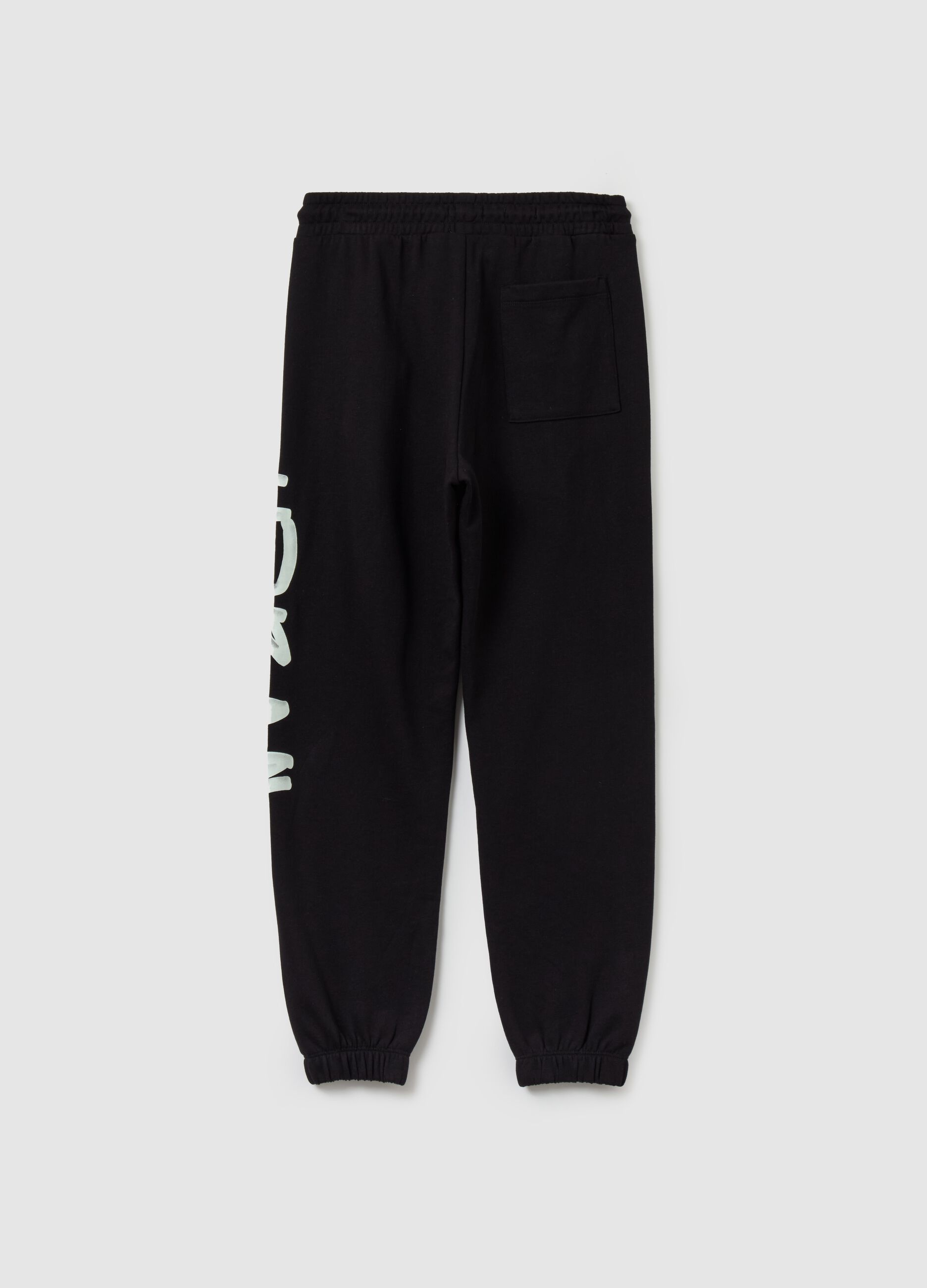 Fleece joggers with drawstring and print