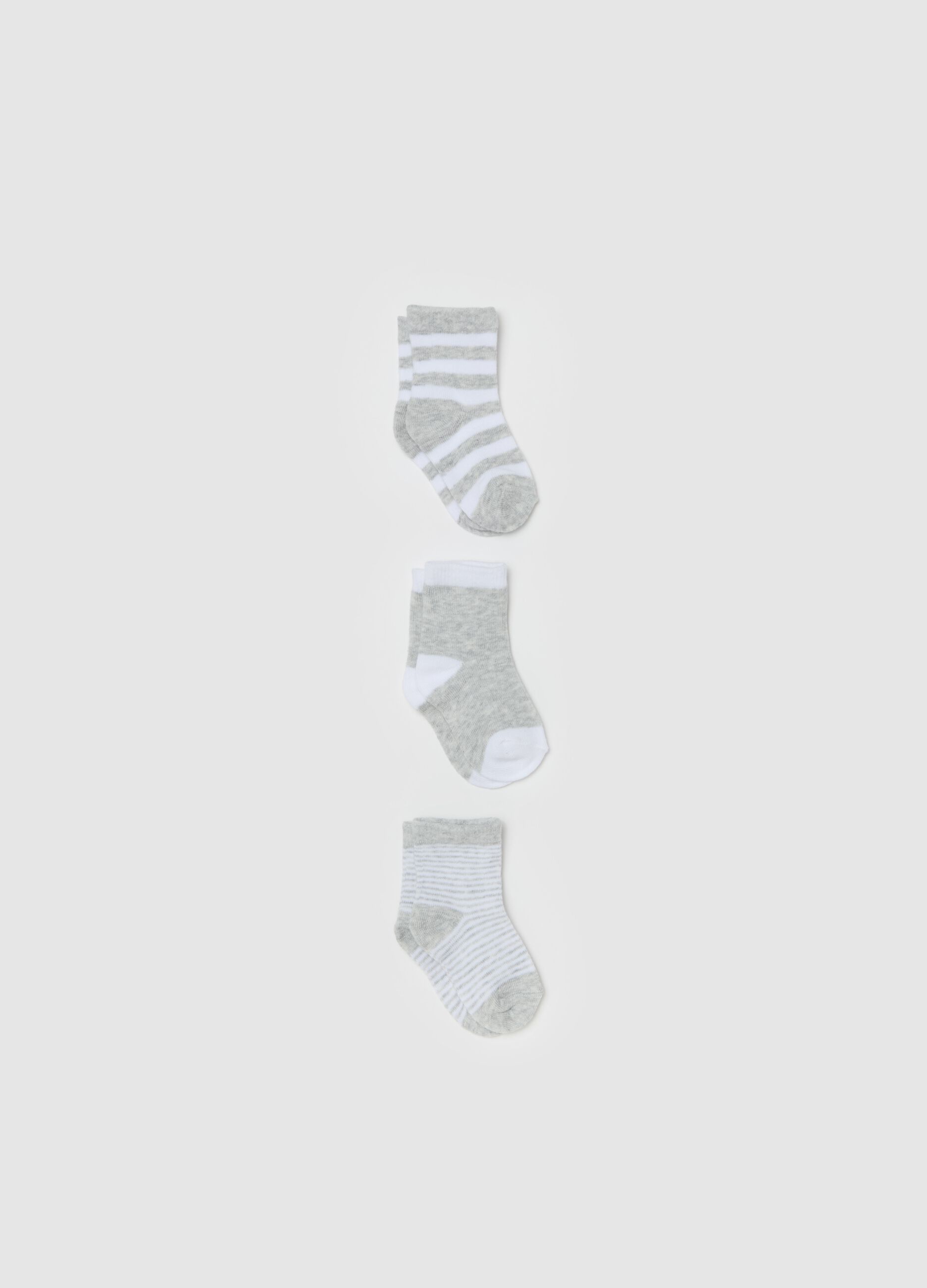 Three-pair pack socks in striped organic cotton