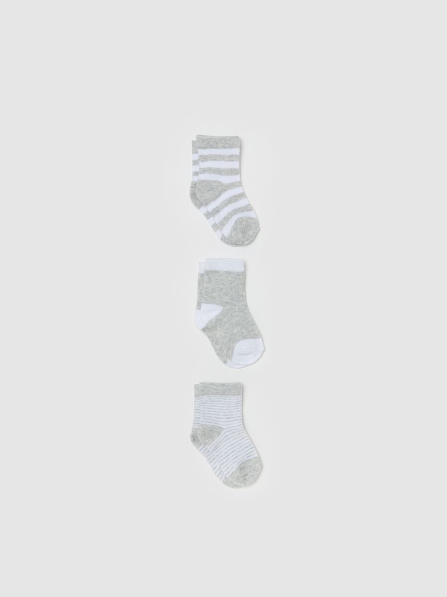 Three-pair pack socks in striped organic cotton_1