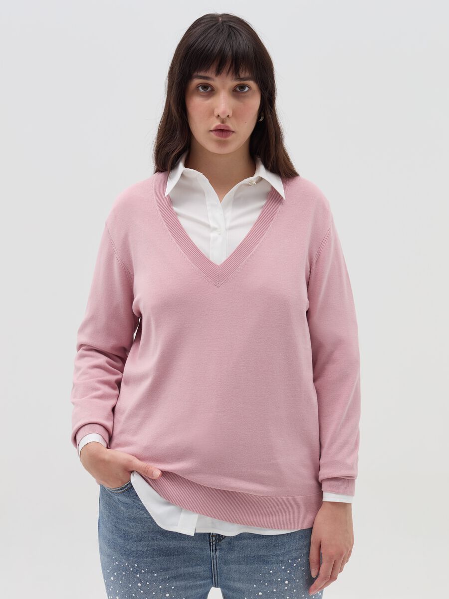 Curvy oversized pullover with V neck_1