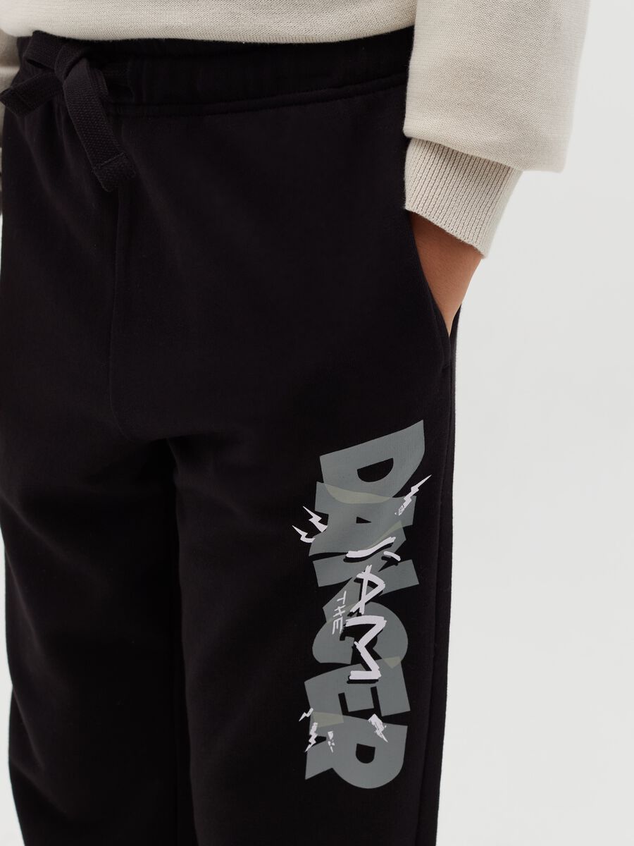 Fleece joggers with drawstring and print_2