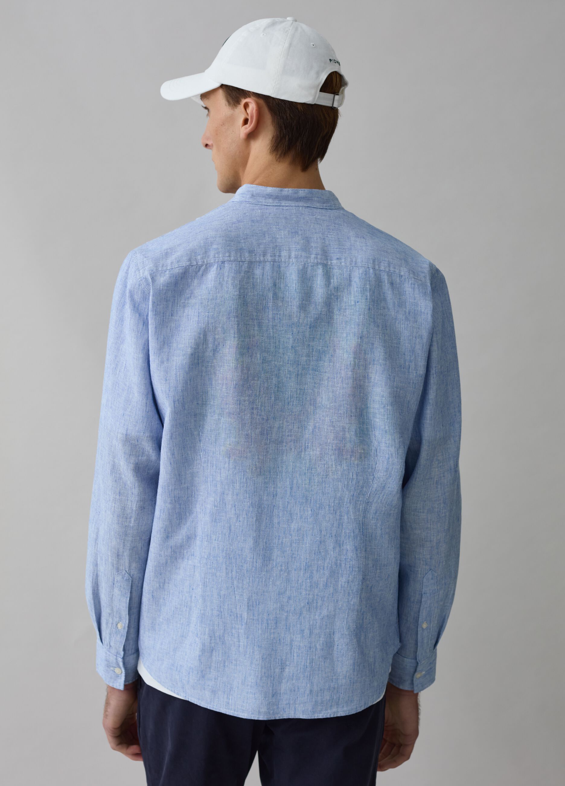 Camicia in lino e cotone effetto fiammato