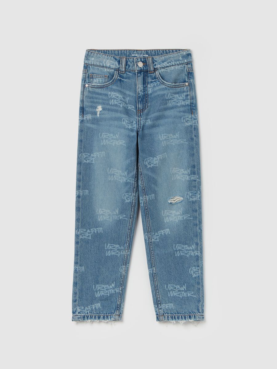 Relaxed-fit jeans with lettering print_0