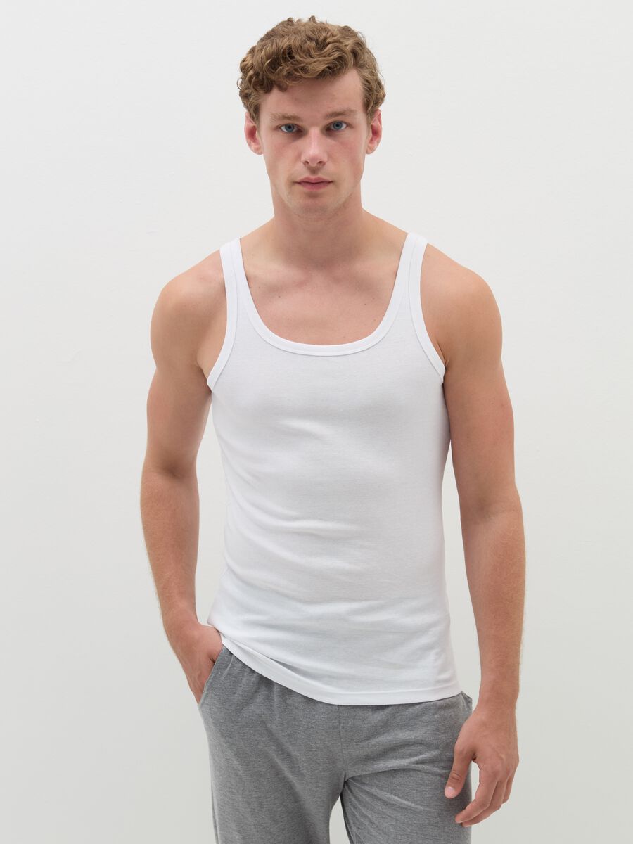 Cotton racerback vest with ribbed edging_0