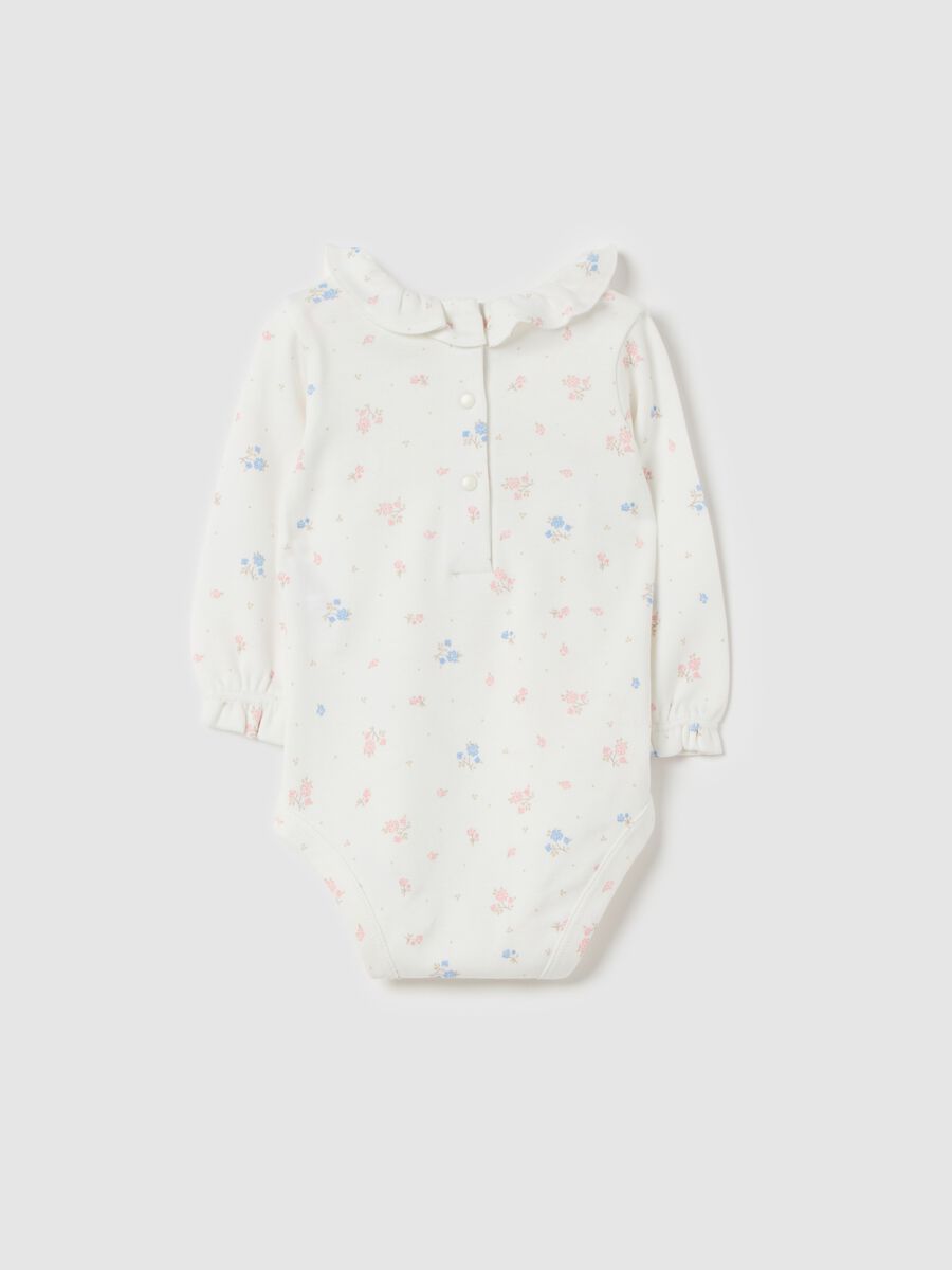 Floral bodysuit in organic cotton with collar_1