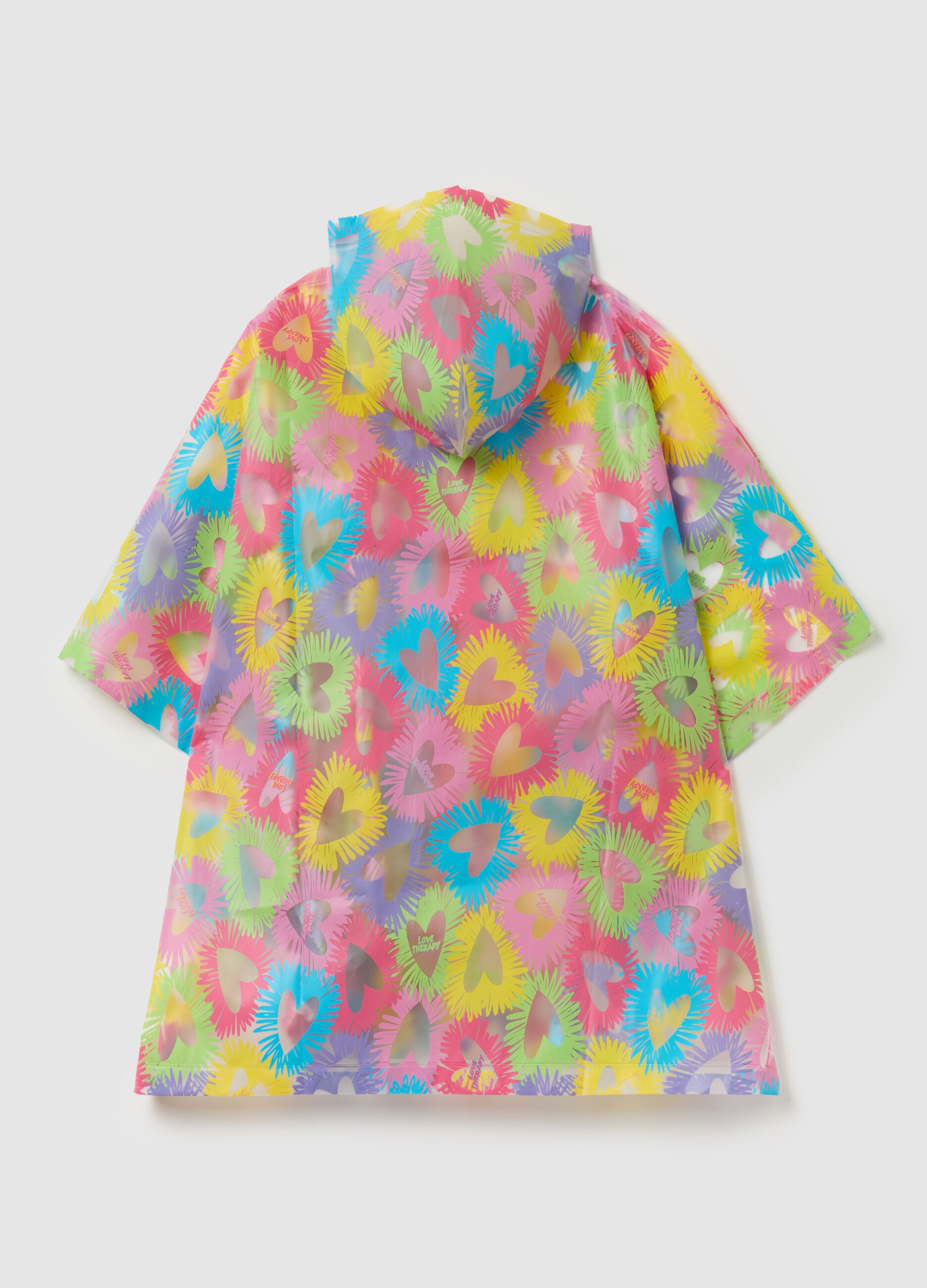 Rain cape with hearts embroidery