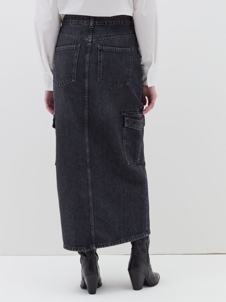 Long cargo skirt in denim_2