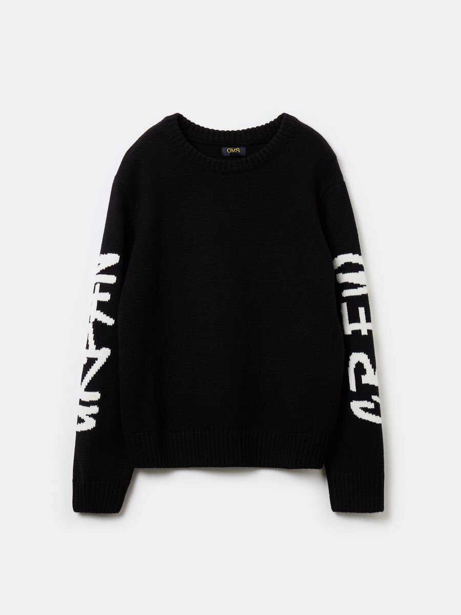 Oversized pullover with jacquard lettering_0