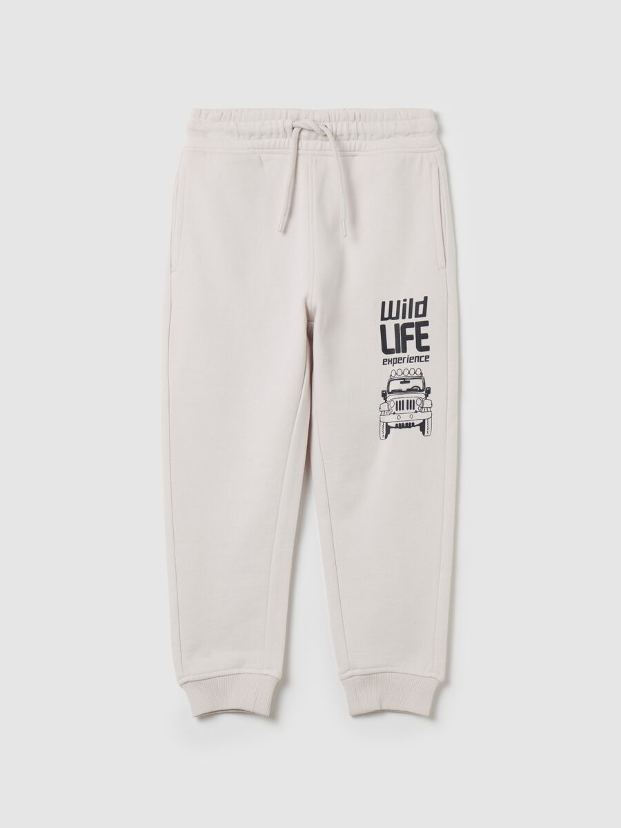 Fleece joggers with drawstring and lettering print_0