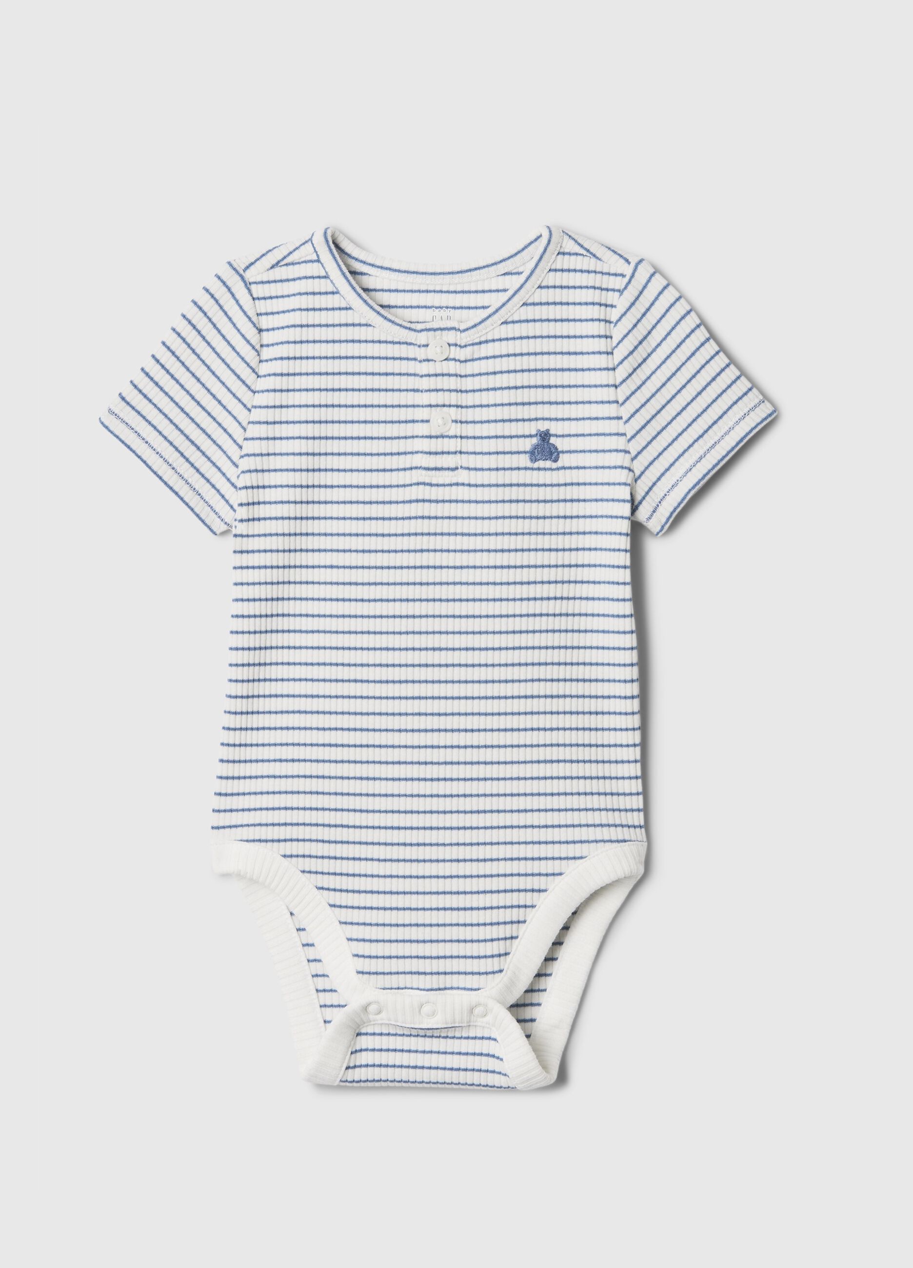 Bodysuit with striped pattern and teddy bear embroidery