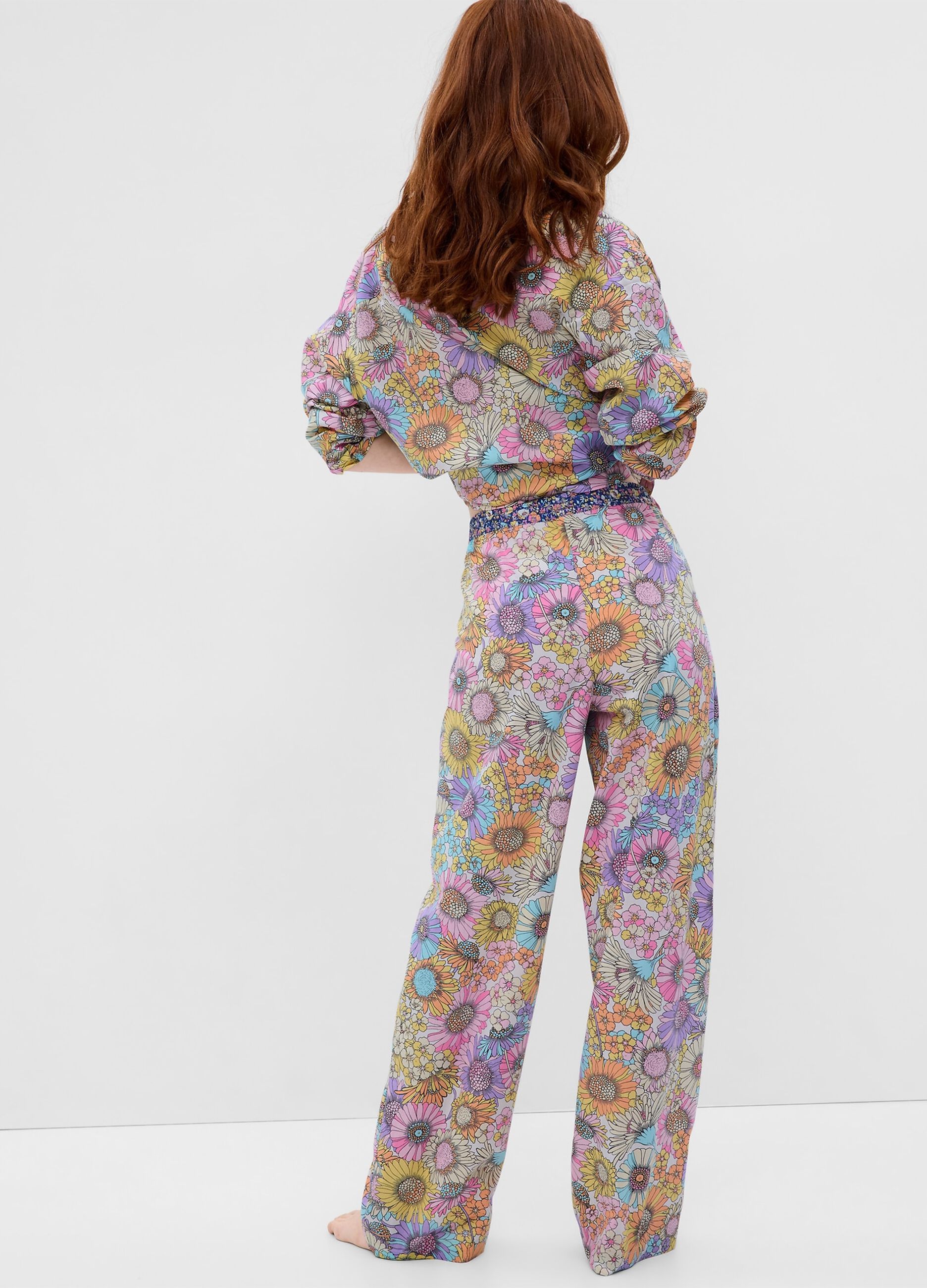 Full-length pyjama bottoms in patterned poplin