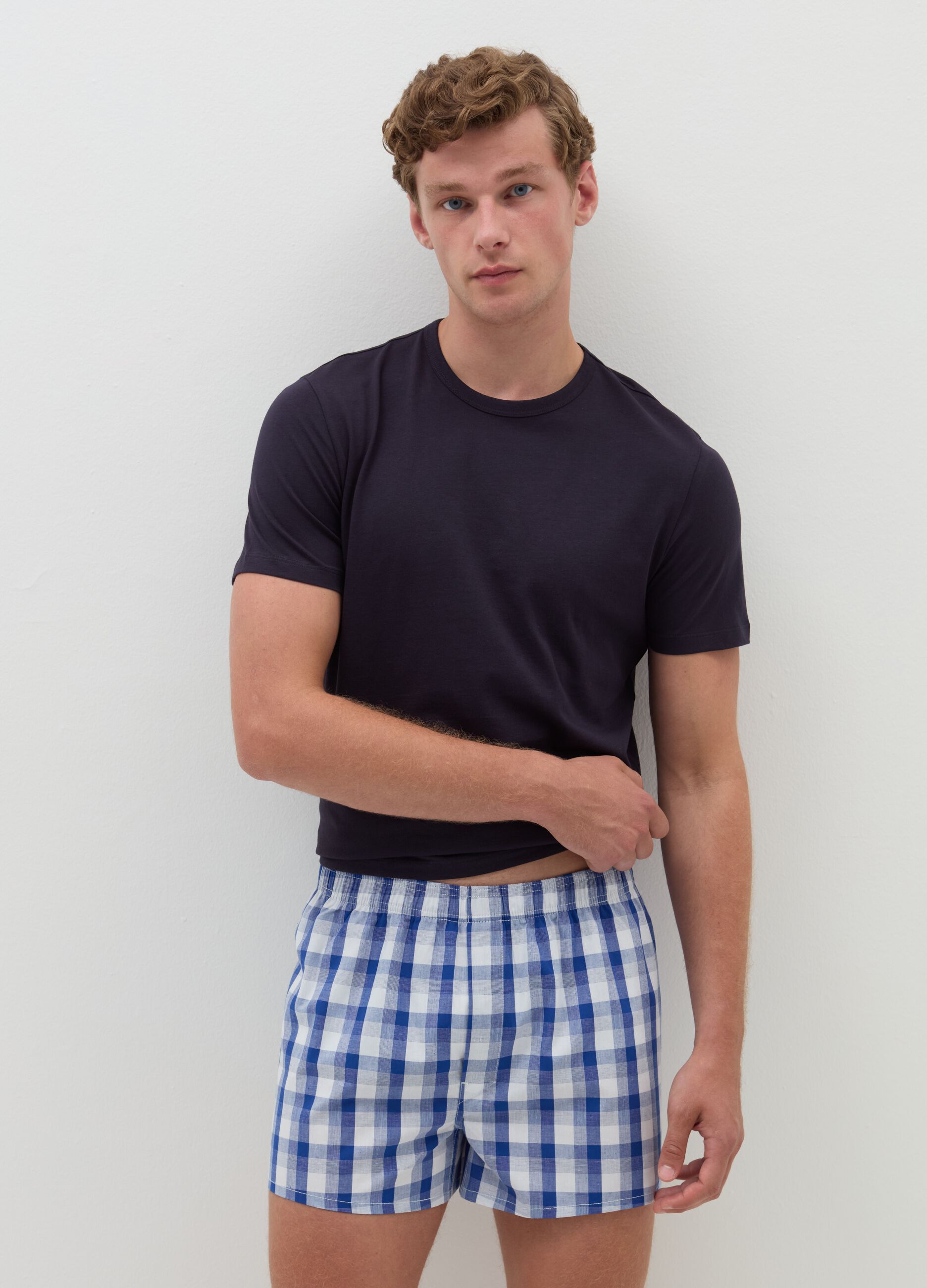 Two-pack boxer shorts in cotton canvas with pattern