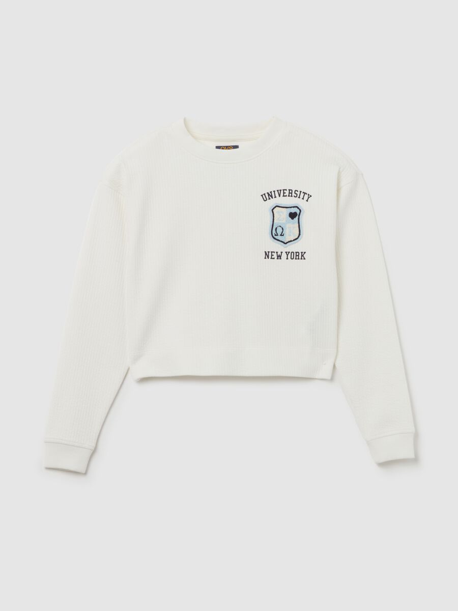 Ribbed pullover with "University New York" embroidery_0