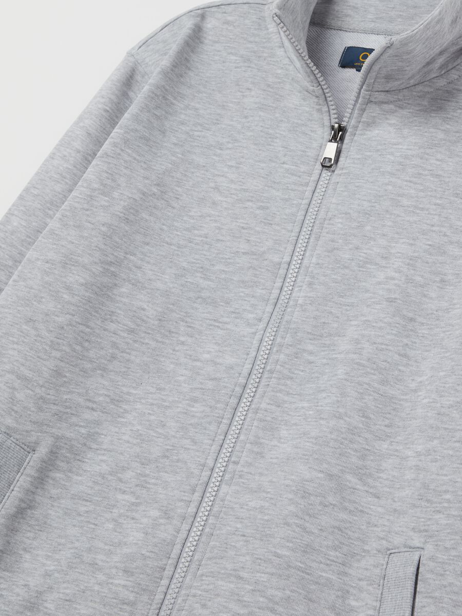 Full-zip sweatshirt in French terry with high neck_5