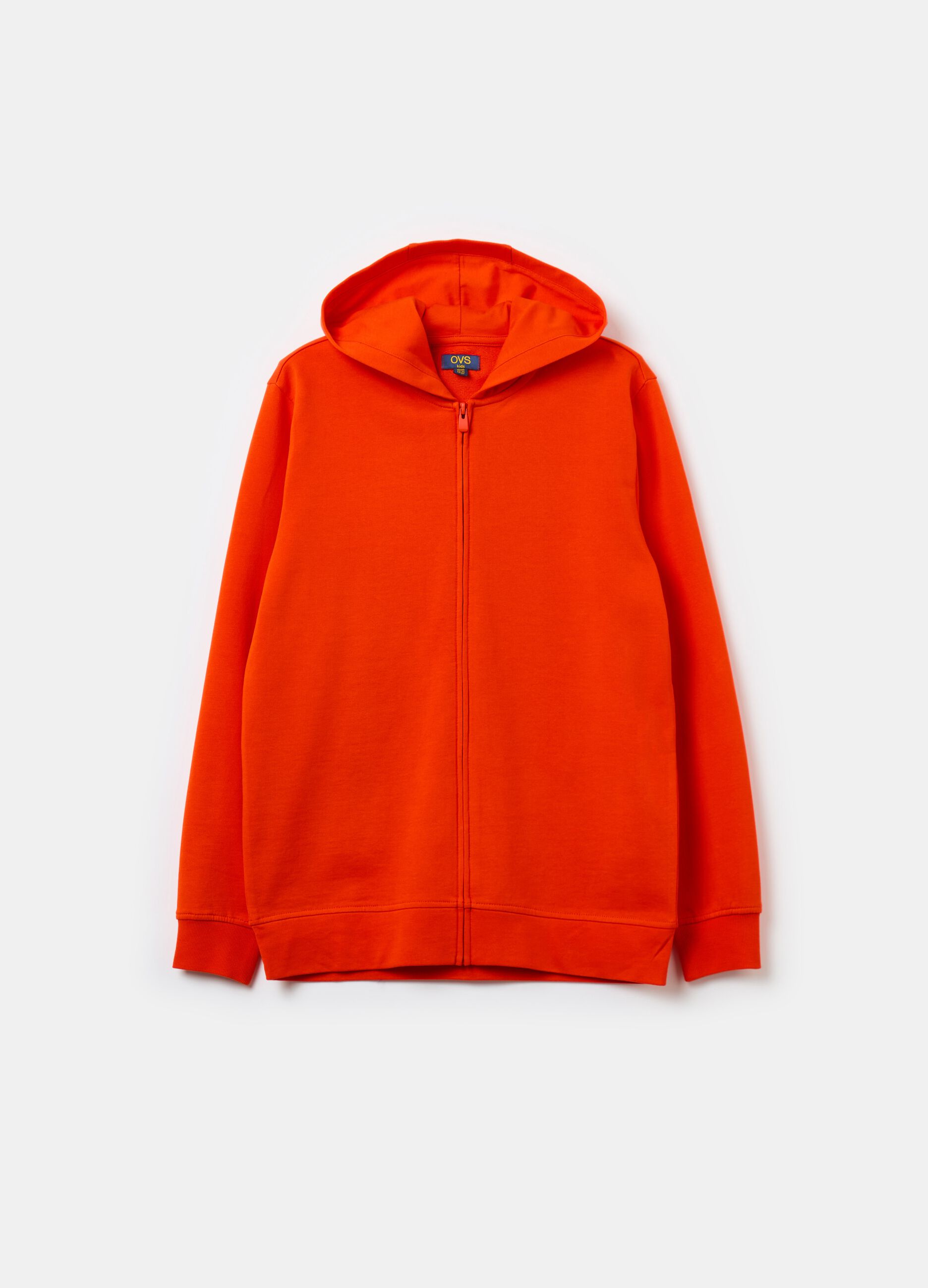 Solid colour full-zip sweatshirt with hood