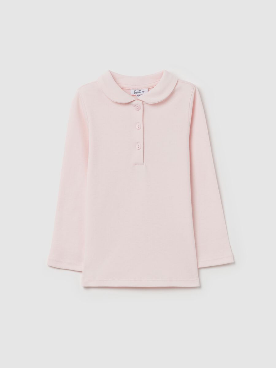 Long-sleeved cotton polo shirt_0