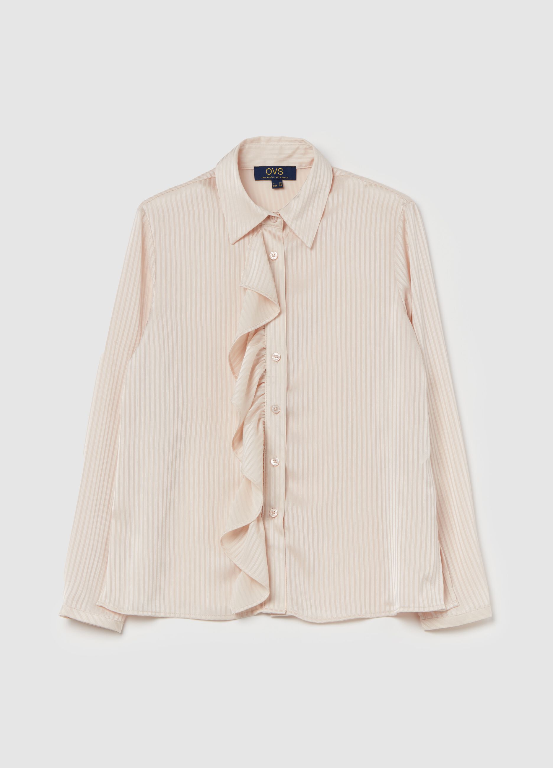 Satin shirt with stripes and flounce