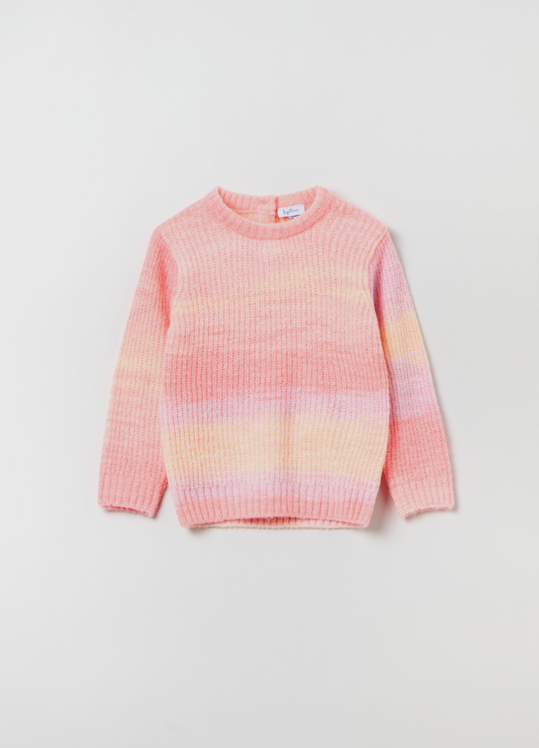 Stretch jersey pullover with multicoloured pattern