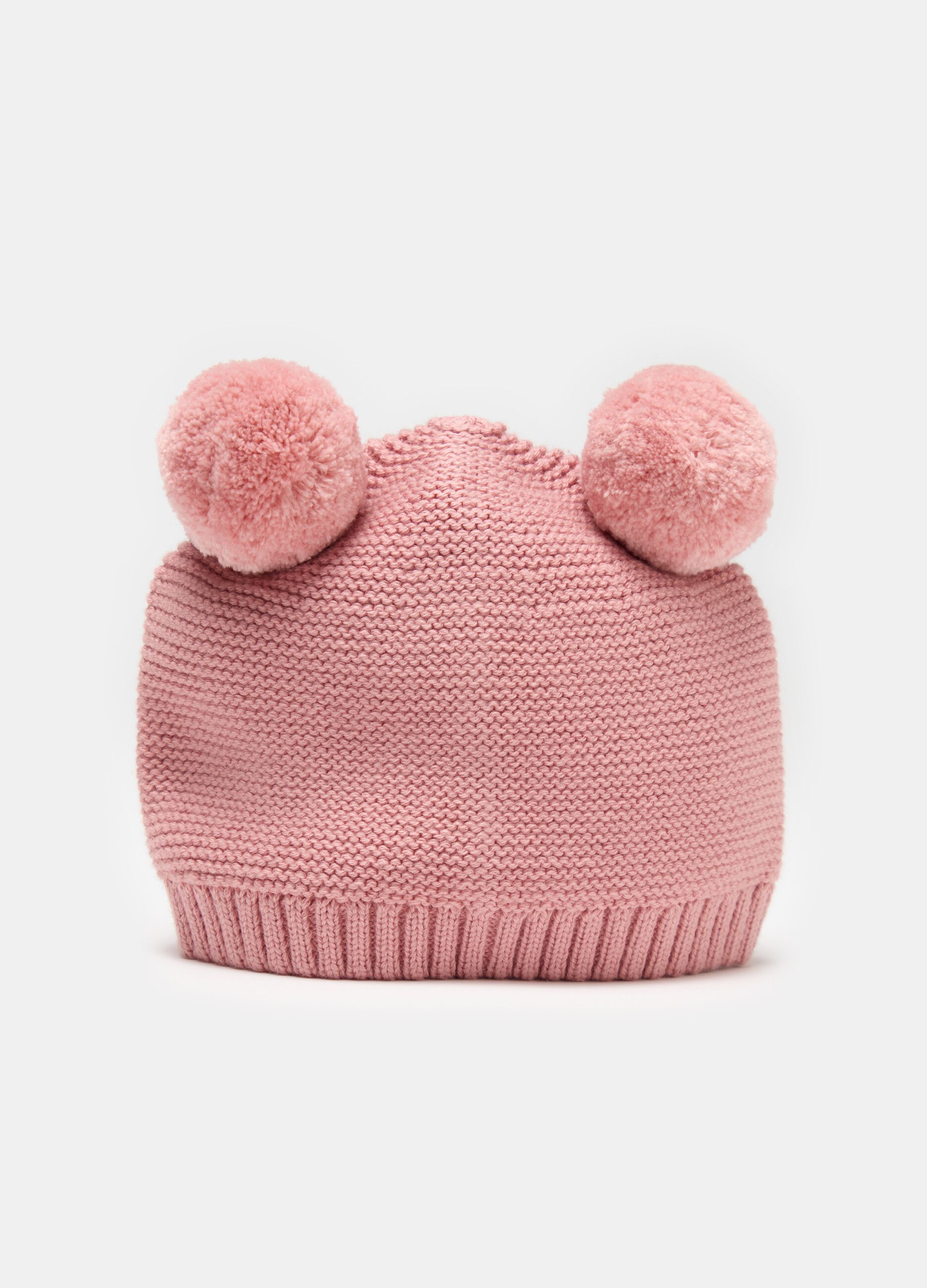 Knitted hat with pompom