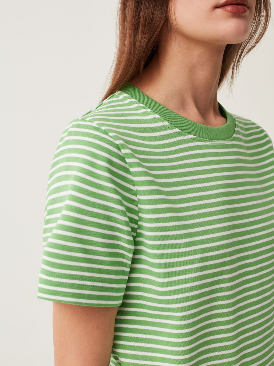 Fitness T-shirt with round neck in striped cotton_3
