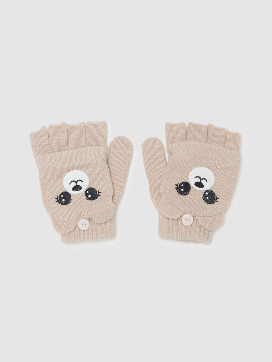 Half-finger gloves with animal design_0