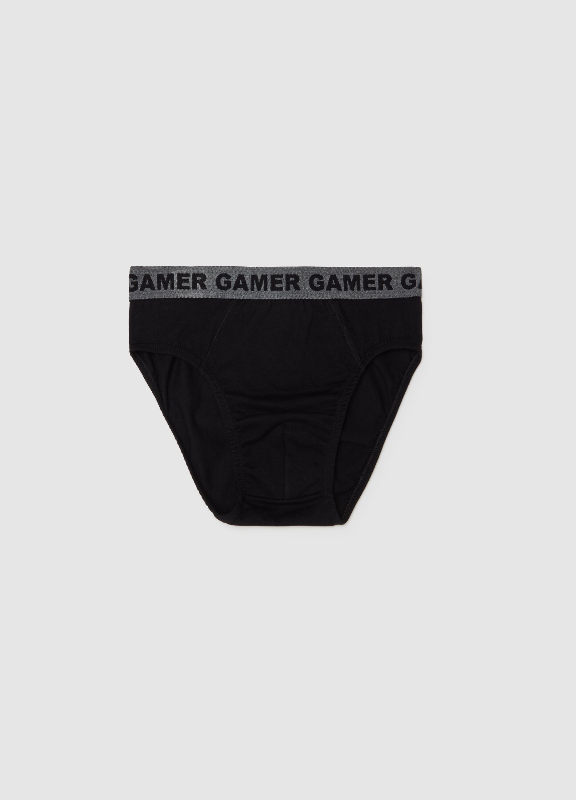 Organic cotton briefs with lettering