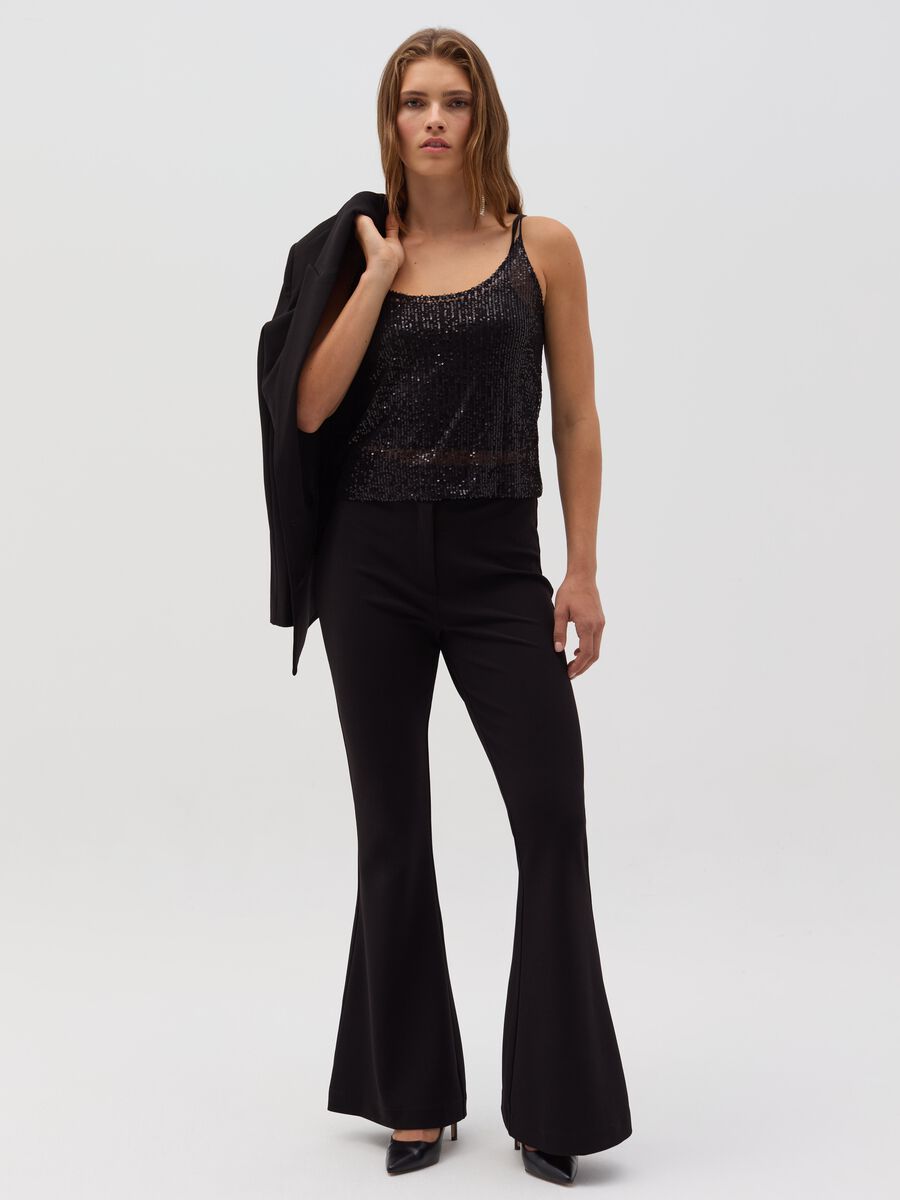 Stretch flare-fit trousers_0