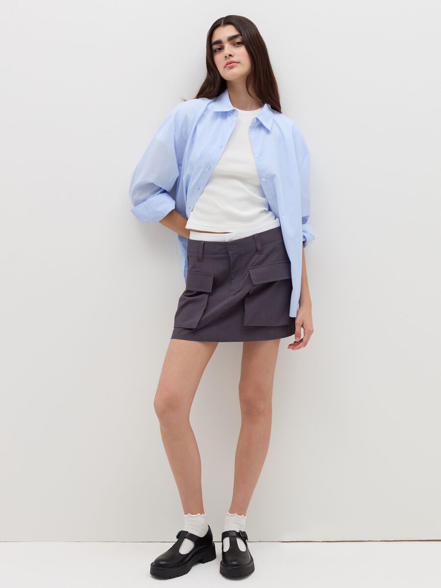 Oversize shirt in poplin with thin stripes_0