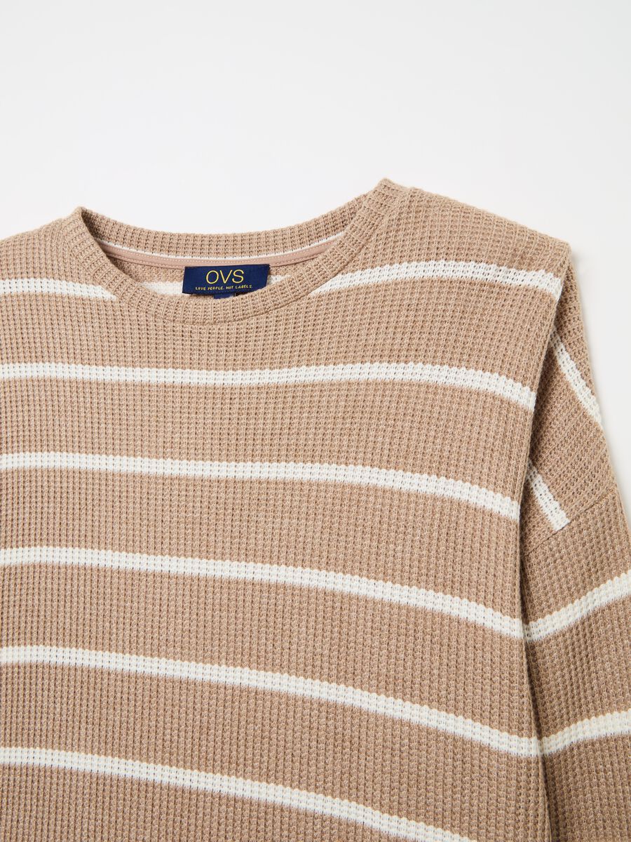 Long-sleeved T-shirt with micro waffle weave_5