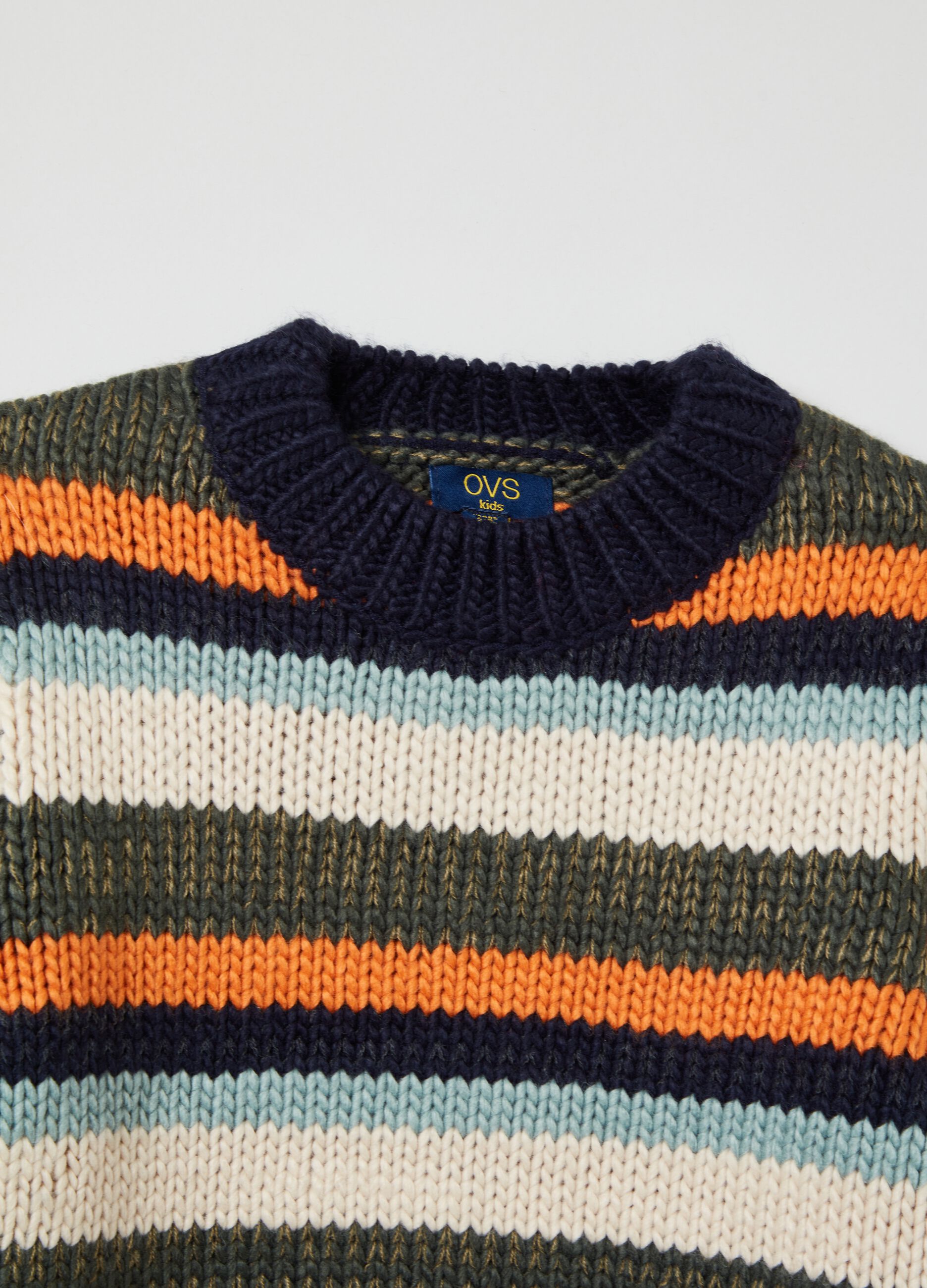 Knitted pullover with striped design