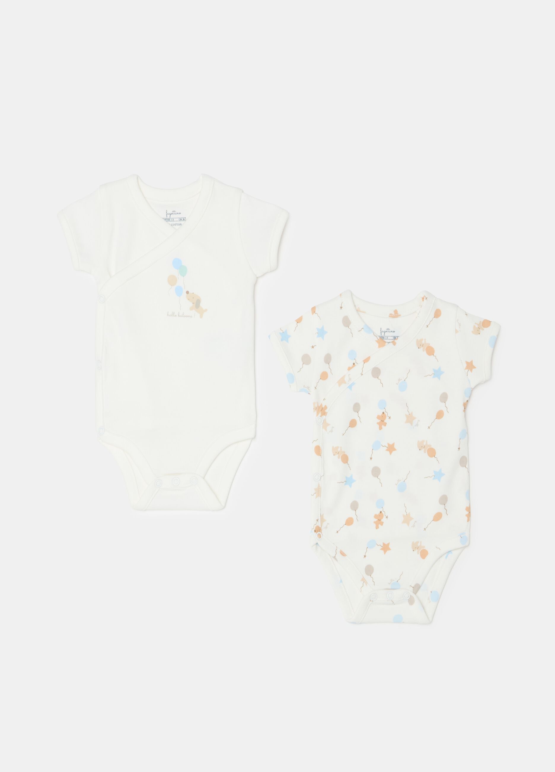 Two-pack organic cotton bodysuits with print