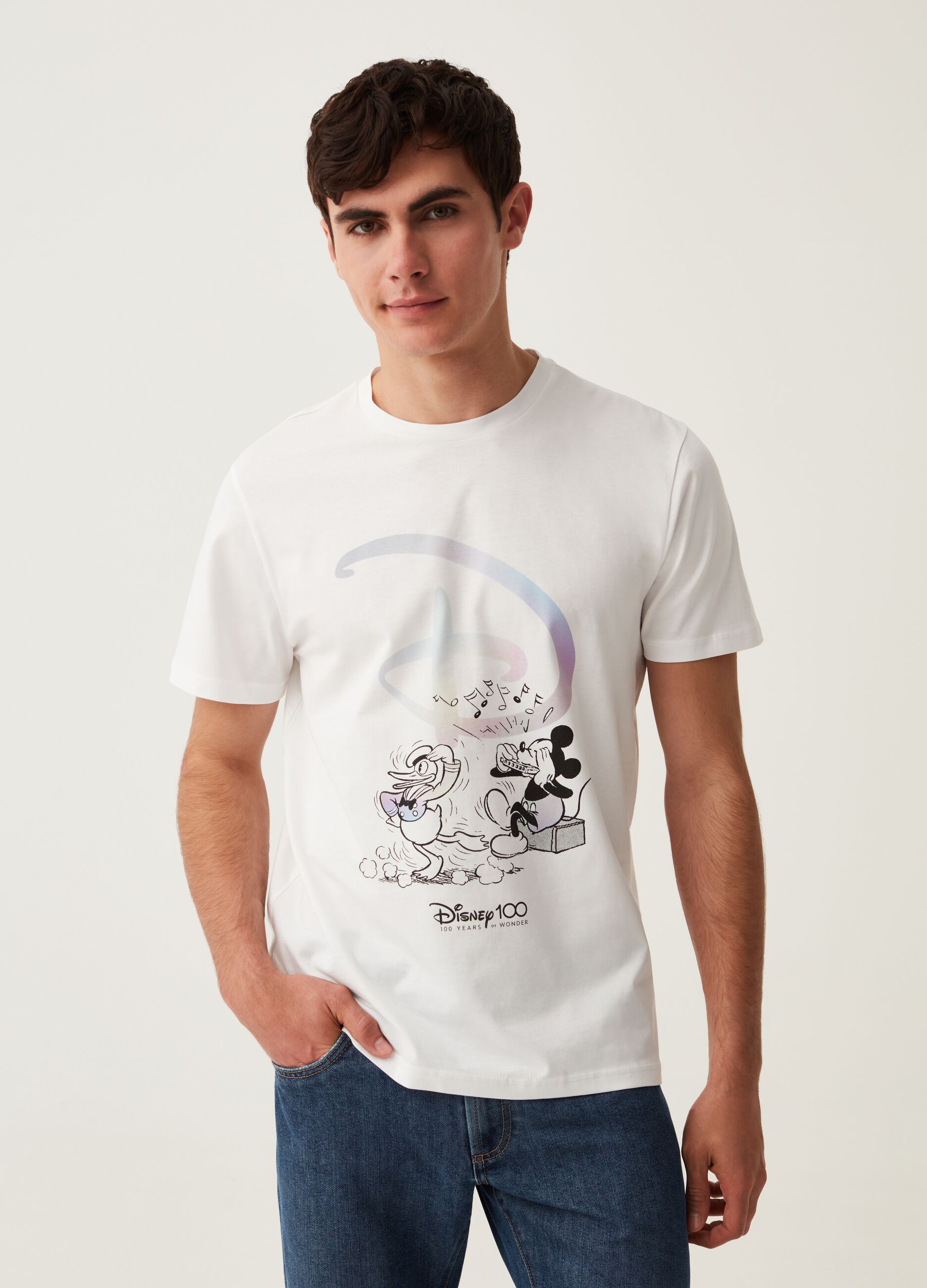 Cotton T-shirt with Disney 100th Anniversary print