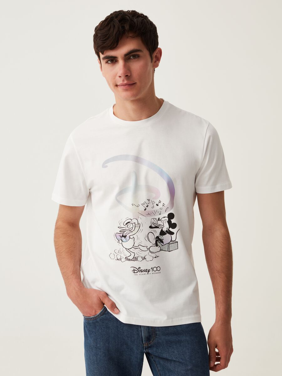 Cotton T-shirt with Disney 100th Anniversary print_0