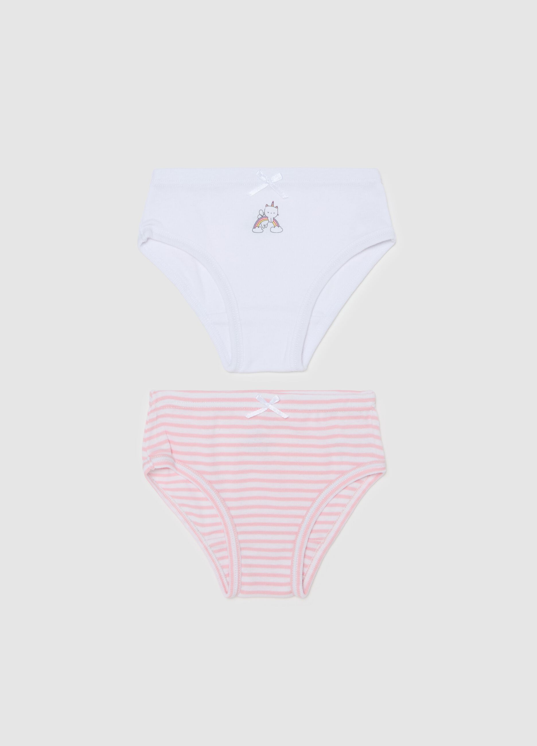 Two-pack briefs in organic cotton with bow