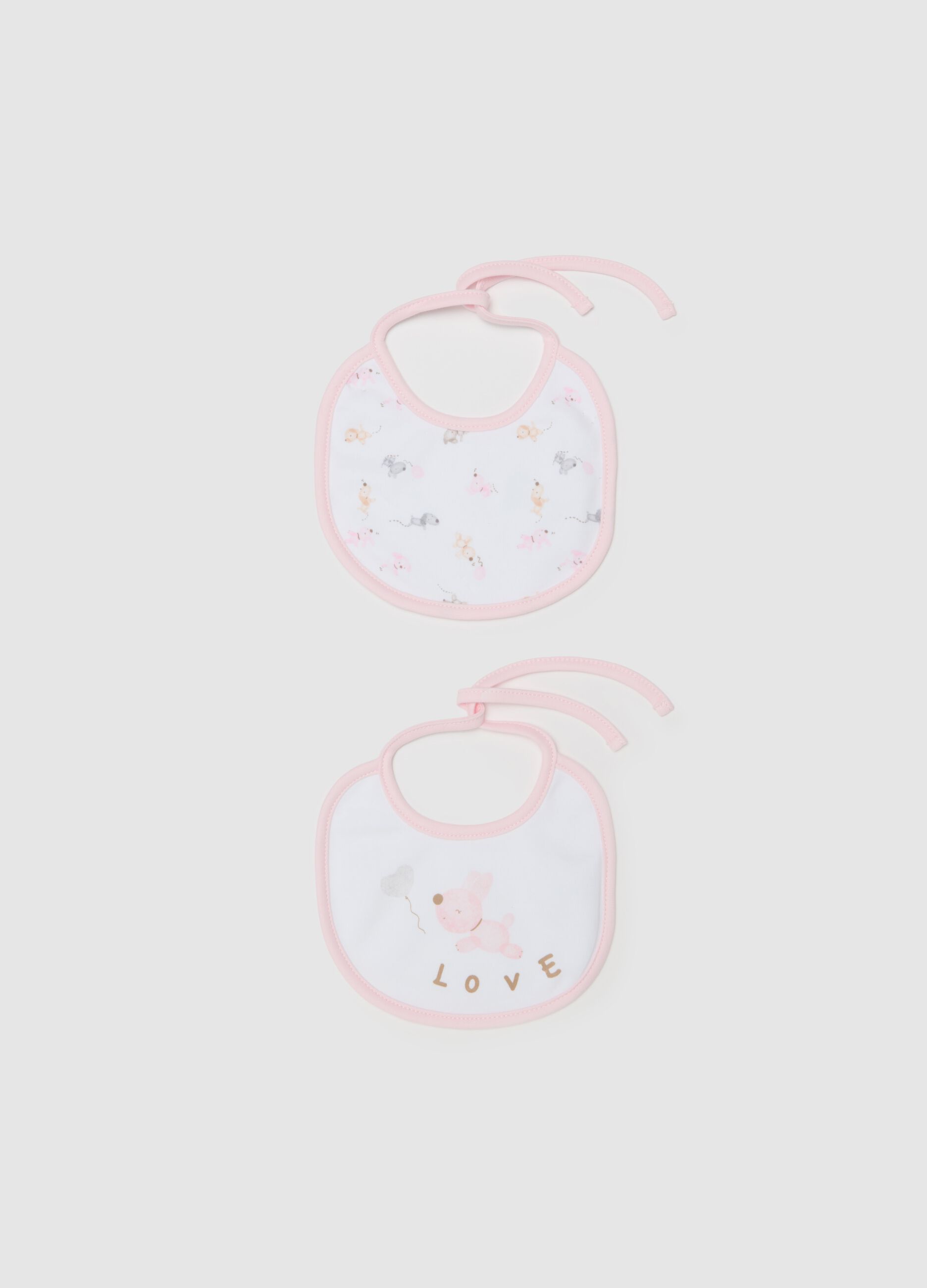 Two-pack bibs with puppies print